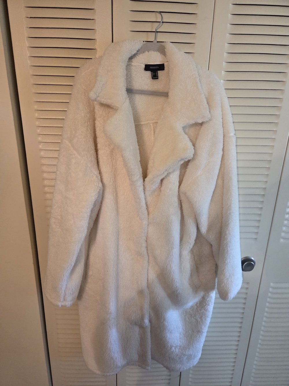 Forever 21 Cream Plush Teddy Coat